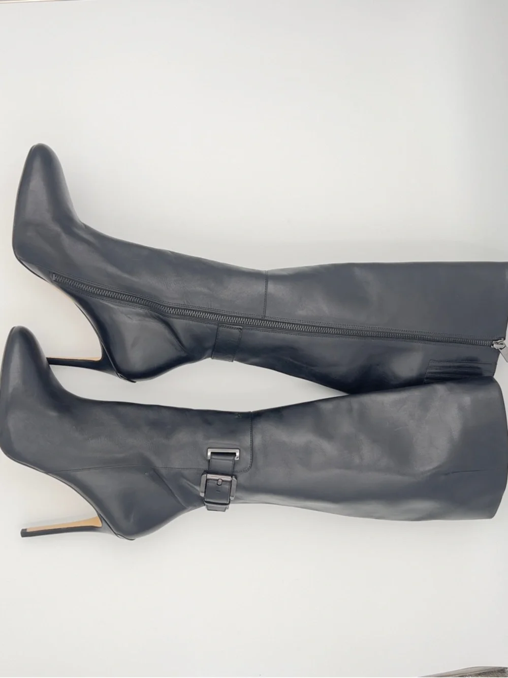 Michael Kors Black Leather‎ Over-the-Knee Stiletto Boots with Buckle